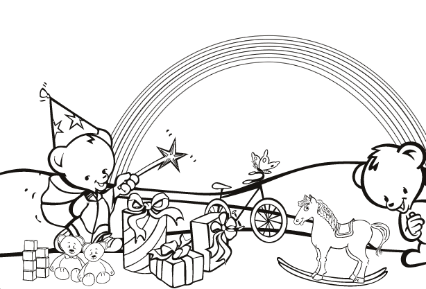 coloriage les oursons et les cadeaux de noel